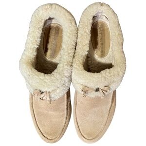 Johnston & Murphy Suede Shearling Wedge Mules – Women’s 8M